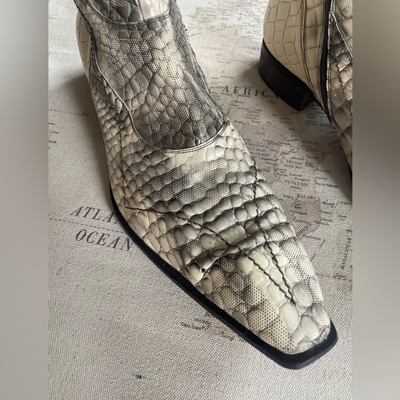 Jo Ghost Croc Print Leather Ankle Boots Size 46 | 12 US - Picture 4 of 16